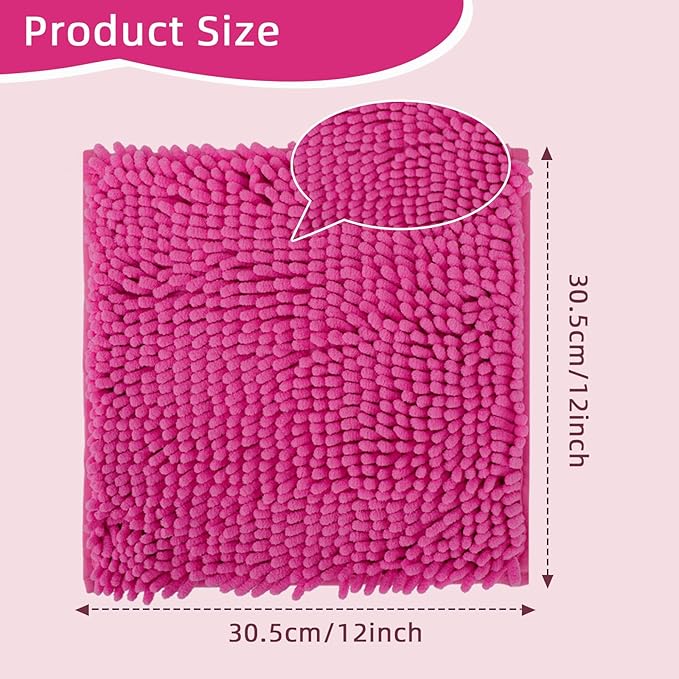 Locker Rug school girl rugs Carpet Chenille 100% Microfiber Locker Carpet with Non Skid Backing Locker Decorations (Rose Red, 12X12)