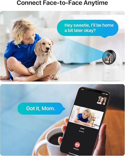 ZOSI 4MP 2 Way Video Security Camera, C519M 360° View Baby/Pet Dog Monitor, 2.5K Plug-in 2.4G/5G Dual-Band WiFi Smart Home Indoor Cam,One-Touch Call,Human Detection,Pan/Tilt,Cloud & SD Card Storage