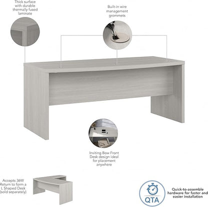 Bush Business Furniture Echo Bow Front Desk, 72W, Gray Sand