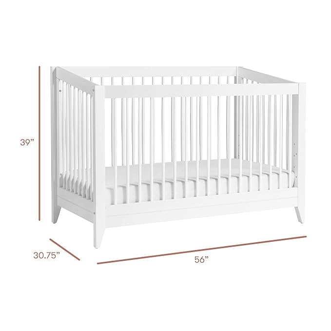 Babyletto Sprout 4-in-1 Convertible Crib with Toddler Bed Conversion Kit in White, Greenguard Gold Certified
