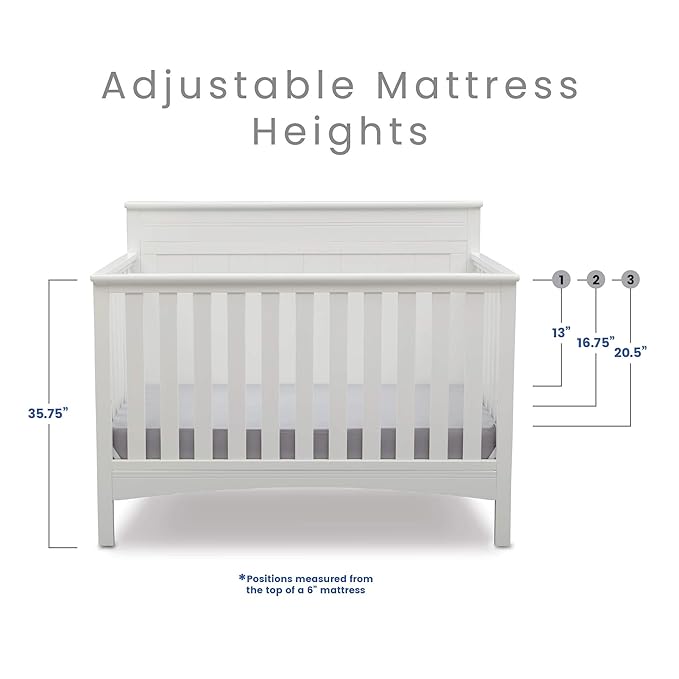 Delta Children Fancy 4-in-1 Convertible Baby Crib - Greenguard Gold Certified, Bianca White