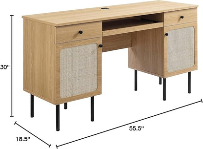 Modway Chaucer Modern Wood Grain Computer Office Desk, Oak