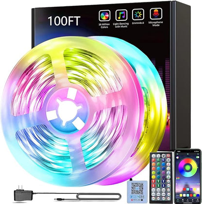 smareal Led Lights for Bedroom 100ft (2 Rolls of 50ft),Led Lights Color Changing Led Strip Lights with App Control, Led Light Strips for Room, Kitchen, Home Decoration