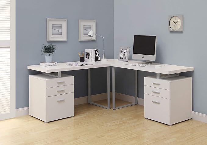 Monarch Specialties Hollow-Core Left or Right Facing Desk, 48-Inch Length, White