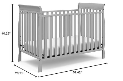 Storkcraft Maxwell Convertible Crib (Pebble Gray) – GREENGUARD Gold Certified, Converts to Toddler Bed and Daybed, Fits Standard Full-Size Crib Mattress, Classic Crib with Traditional Sleigh Design