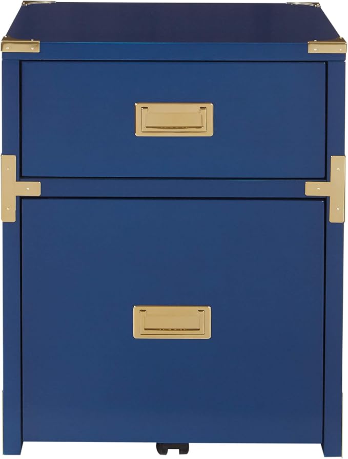 OSP Home Furnishings Wellington 2-Drawer File Cabinet, Lapis Blue