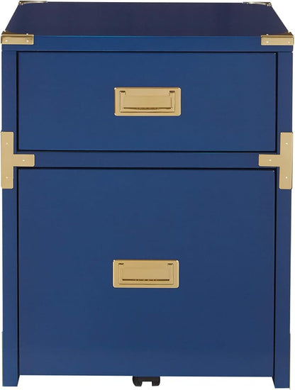 OSP Home Furnishings Wellington 2-Drawer File Cabinet, Lapis Blue