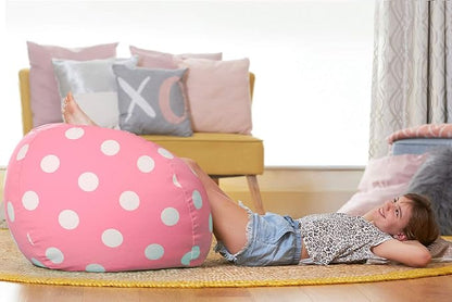 Aubliss Stuffed Animal Bean Bag Storage Chair (Light Pink Dot, Large (38''))