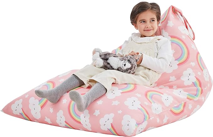 Nobildonna Stuffed Animal Storage Bean Bag for Kids (No Filler), Extra Large 250L Bean Bag Chair Cover Only, Washable Beanbag Without Filling Soft Premium Canvas Stuffable Bean Bag Cover (Baby Pink)