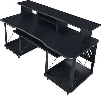 Acme Furniture Metal and Wooden Music Desk with Wheels, Black