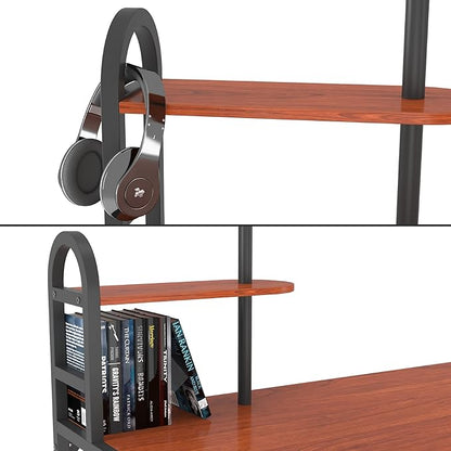 Anivia Computer Desk with Hutch and Shelves, 47'' Home Office Desk with Adjustable Bookshelves, Writing Desk PC Study Table Workstation for Small Spaces
