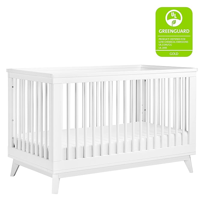 Babyletto Scoot 3-in-1 Convertible Crib with Toddler Bed Conversion Kit in White, Greenguard Gold Certified
