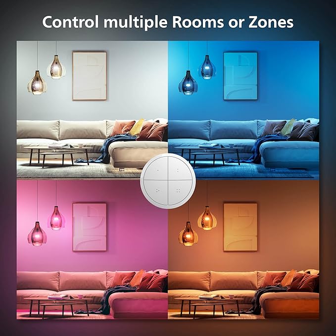 Philips Hue Wall Tap Dial Light Switch, Portable, White - 2 Pack - Requires Hue Lights and Hue Bridge - Smart Home - Easy, No-Wire Installation