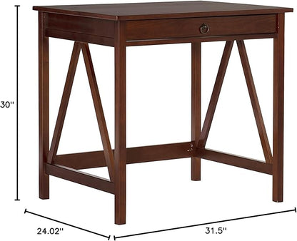 Linon Home Dcor Titian Laptop Desk, Antique Tobacco, 31.5" W x 24.02" D x 30" H
