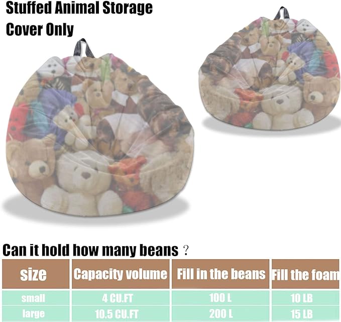 Stuffed Animal Storage Bean Bag Chair Cover (No Filler) Washable Ultra Soft Corduroy Bean Bag Cover for Organizing Plush Toys or Textile, Sack Bean Bag for Adults, Teens