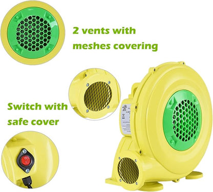 350W Air Blower, Pump Fan Commercial Inflatable Bouncer Blower, Perfect for Inflatable Water Bounce House, Jumper, Bouncy Castle Yellow