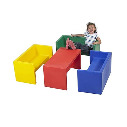 Children's Factory Adapta-Bench, CF910-031, Green, Kids Flexible Seating, Classroom, Preschool and Daycare Furniture, Indoor or Outdoor Toddler Chairs
