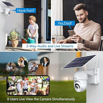 SOLIOM S800C-4G LTE Cellular Security Camera Outdoor,Pan Tilt 360° View 1080p Wireless Solar Powered, Spotlight Color Night Vision, 2 Way Talk,PIR Motion Detection