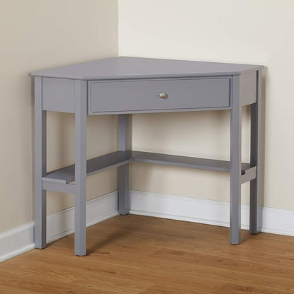 Target Marketing Systems Ellen Corner Desk Drawer and One Storage Shelf for Living Room, Bedroom, or Home Office, Small Computer Table, 42" W x 30" H, Anchor Gray