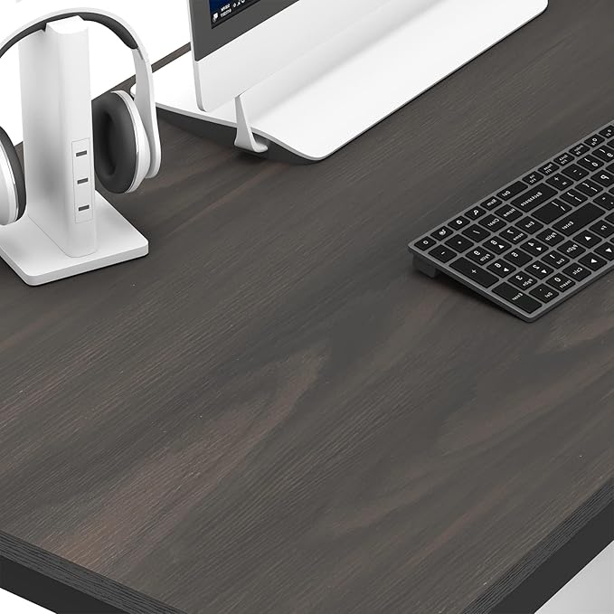 L Shaped Desk, Office Computer Corner Desk, 55 inch Home Gaming Desk Table, Writing Study Workstation with Storage Shelves for Home Office, Space-Saving, Industrial, Espresso