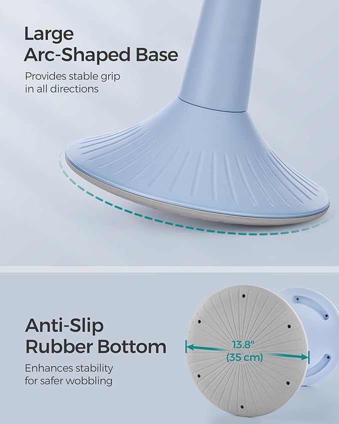 SONGMICS Kids Wobble Chair, Wiggle Stool for Kids Ages 5-8, Comfortable 60D Foam Seat, Breathable Fabric, Anti-Slip Base, 14.2-Inch High, Tool-Free Assembly, Pale Blue and Dove Gray UOSC009Q01
