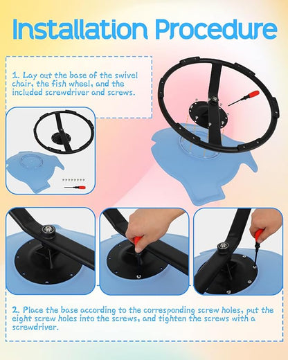 Kids Swivel Chair Sensory Toys Light Blue Non-Slip Metal Base Wobble Chair for Toddlers Sit and Spin with Autism Spin Sensory Chair Aged 3+ Improving Physical Coordination