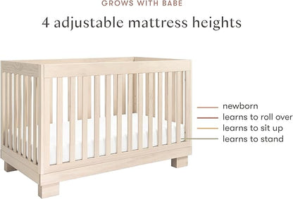 babyletto Modo 3-in-1 Convertible Crib with Toddler Bed Conversion Kit in Washed Natural, Greenguard Gold Certified