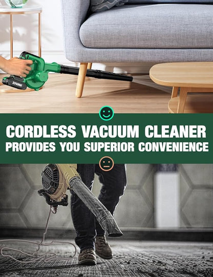K I M O. Cordless Leaf Blower Vacuum Combo 4 IN 1, 3 Nozzles for Inflation & Compression,3 Modes & Variable Speed, 20000RPM 150MPH, 2X2.0Ah Battery, Extended Tube, Mini Leaf Blowers for Lawn Care|Yard