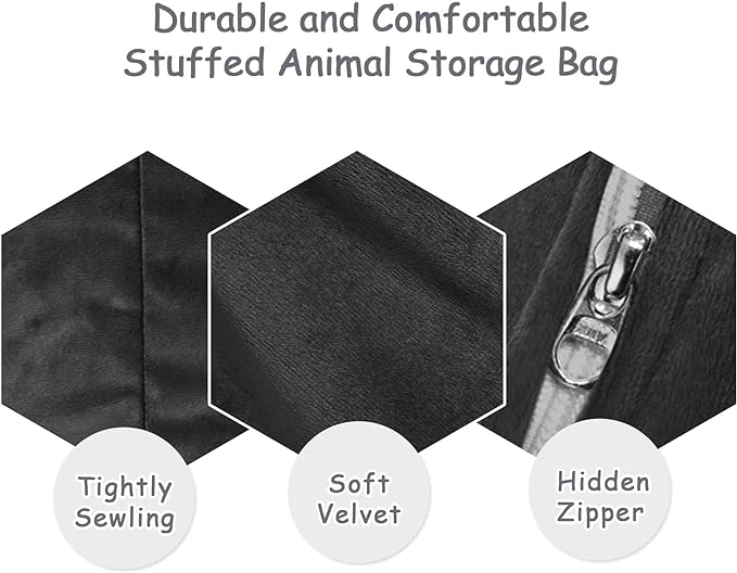 Stuffed Animal Storage Bean Bag Chair for Kids and Adults, Stuffed Animal Bean Bag Storage, Luxury Velvet Stuffie Seat - COVER ONLY(Dark Grey 200L/52 Gal)