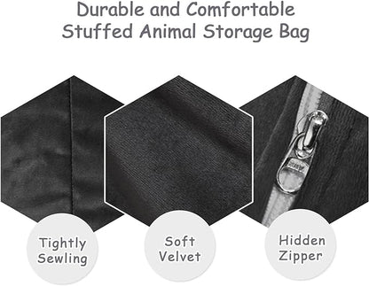 Stuffed Animal Storage Bean Bag Chair for Kids and Adults, Stuffed Animal Bean Bag Storage, Luxury Velvet Stuffie Seat - COVER ONLY(Dark Grey 200L/52 Gal)