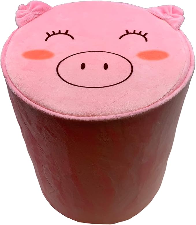 Storl Organizer Storage Stool for Toy and Cloth and Kids Stool (Pig, 12Wx13H)