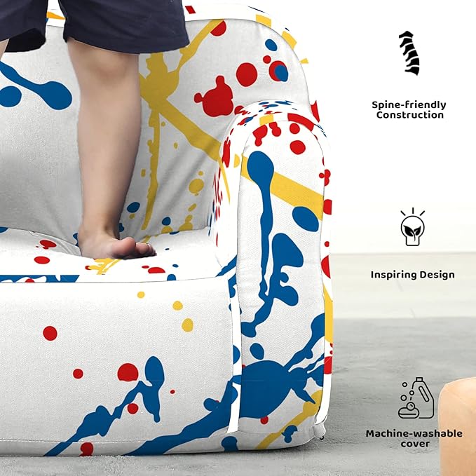 Cuddly Toddler Chair, Kids Snuggly-Soft armchair,Kids Sofa Chair with Washable and Removable Cover,Toddler Foam Chair with Friendly Carrying Handle, Reading Couch for Boys and Girls
