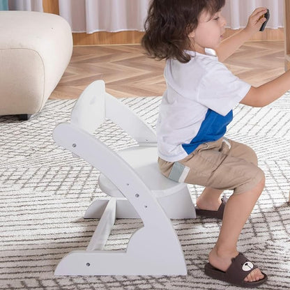 HOUCHCIS Toddler Chair, Wooden Toddler Chair for Kids, Adjustable Kids Chairs for Toddlers, Toddler Chairs and Small Chair, Kids Chair (White)