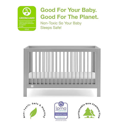 babyGap by Delta Children Charlie 6-in-1 Convertible Crib TrueSleep Crib and Toddler Mattress (Bundle), Grey