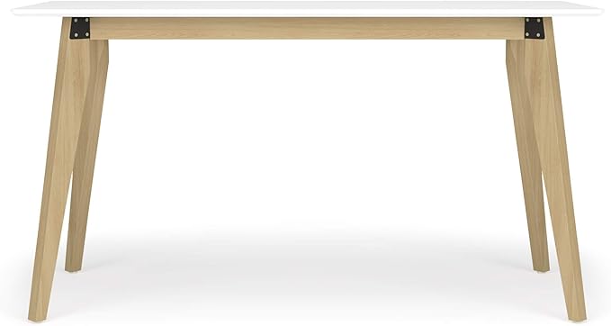 HON Basyx BSX55WPLTWH Modern Home Office Wood Computer Desk, 55", White