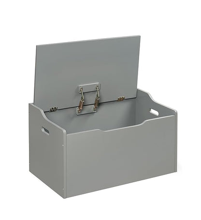 Badger Basket Kid's Wooden Toy Box and Storage Bench Seat with Safety Hinge - Gray