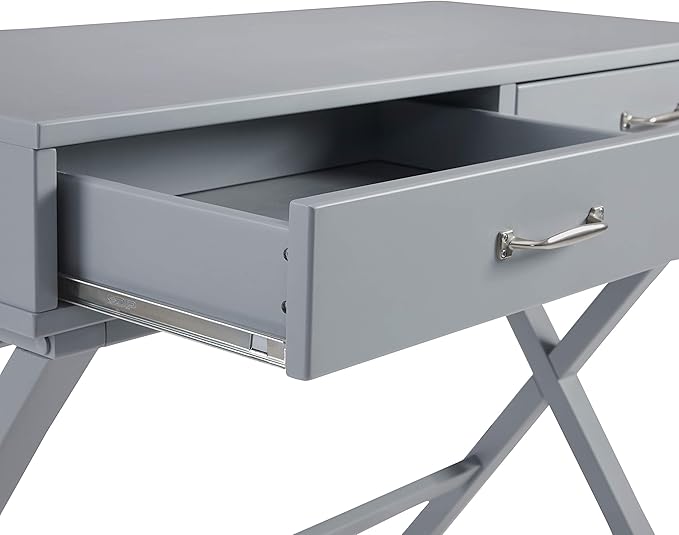 Linon Grey Campaign Style Sawyer Desk