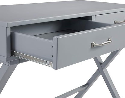 Linon Grey Campaign Style Sawyer Desk