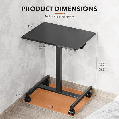 edx Mobile Small Stading Desk - Sit Stand Desk, Portable Rolling Laptop Desk with Lockable Wheels, Computer Workstations, Adjustable Height, Black