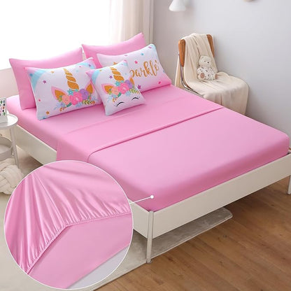 JQinHome Unicorn Queen Bedding Sets for Girls Kids,8 Piece Bed in A Bag 3D Colorful Flower Girl Unicorn Comforter Set with Sheet Set(Sparkle)