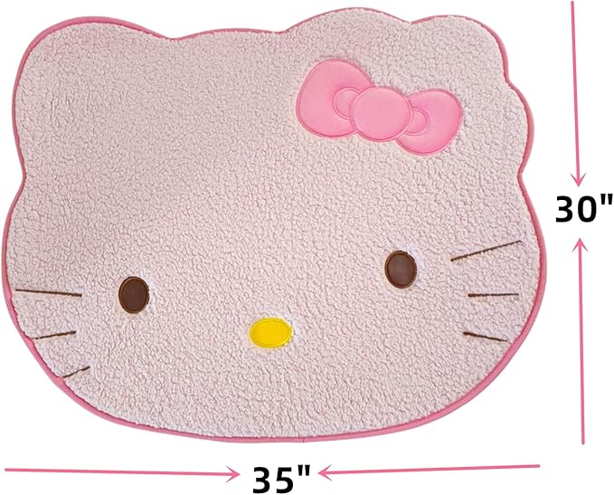 Area Rugs Kawaii Carpet Super Soft Area Rugs Cute Cartoon Kitten Face Pattern Bedroom Mats，Luxury Shaggy High Absorbent and Anti Slip