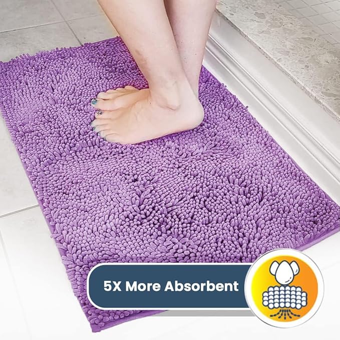 Muddy Mat® Original Dog Door Mat for Muddy Paws, Super Absorbent Microfiber, Non-Slip Washable Pet Rug, Quick Dry Chenille Entryway Carpet, Machine Washable Indoor Outdoor mat, Purple 19"x30"
