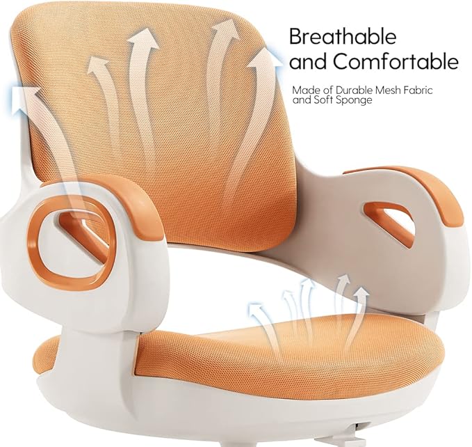 TIANFUSTAR Kids Desk Chair, Height Adjustable Children Study Chair, Ergonomics Student Chair, Child Computer Chair for Boys Girls Age 4-14, Orange