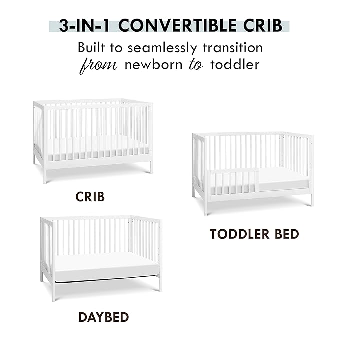 DaVinci Birdie 3-in-1 Convertible Crib, White, Easy Assemble, Greenguard Gold Certified