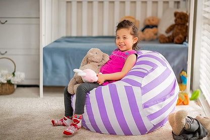 Wekapo Stuffed Animal Storage Bean Bag Chair Cover for Kids | Stuffable Zipper Beanbag for Organizing Children Plush Toys Large Premium Cotton Canvas (Purple, XX-Large)