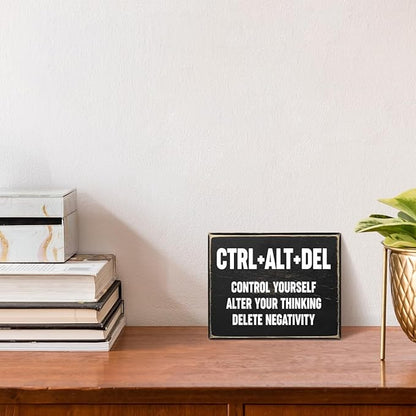 Creoate Home Office Desk Black Decor - Inspirational Farmhouse Wooden Box Sign - Cubicle Decor or Desk Decor for Women - Cute Desk Accessories - Encouragement Gifts
