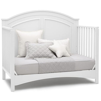 Delta Children Perry 6-in-1 Convertible Crib - Greenguard Gold Certified, Bianca White + Simmons Kids Radiant Sky Dual Sided Baby Crib Mattress and Toddler Mattress (Bundle)