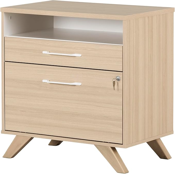 South Shore Helsy 2-Drawer File Cabinet, Lateral, Soft Elm and White