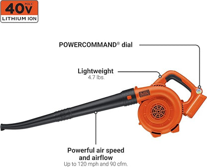 BLACK+DECKER 40V MAX* Cordless Hard-Surface Sweeper with POWERCOMMAND, Tool Only (LSW36)