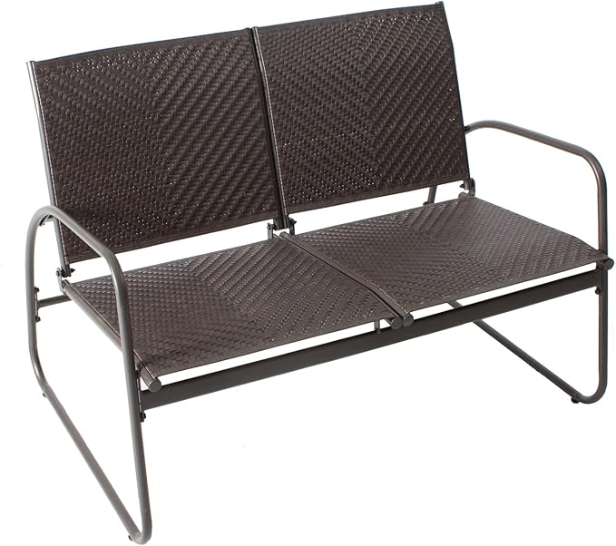 Mapleleaf 4 Pieces Rattan Patio Furniture Set, Outdoor Wicker Conversation Sofa Set, Rattan Chair and Glass Coffee Table for Yard, Pool or Backyard (Brown)
